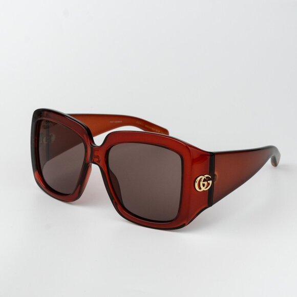 Gucci Women Sunglasses Transparent Burgundy Square GG1402S 003 NEW AUTHENTIC - Picture 1 of 13
